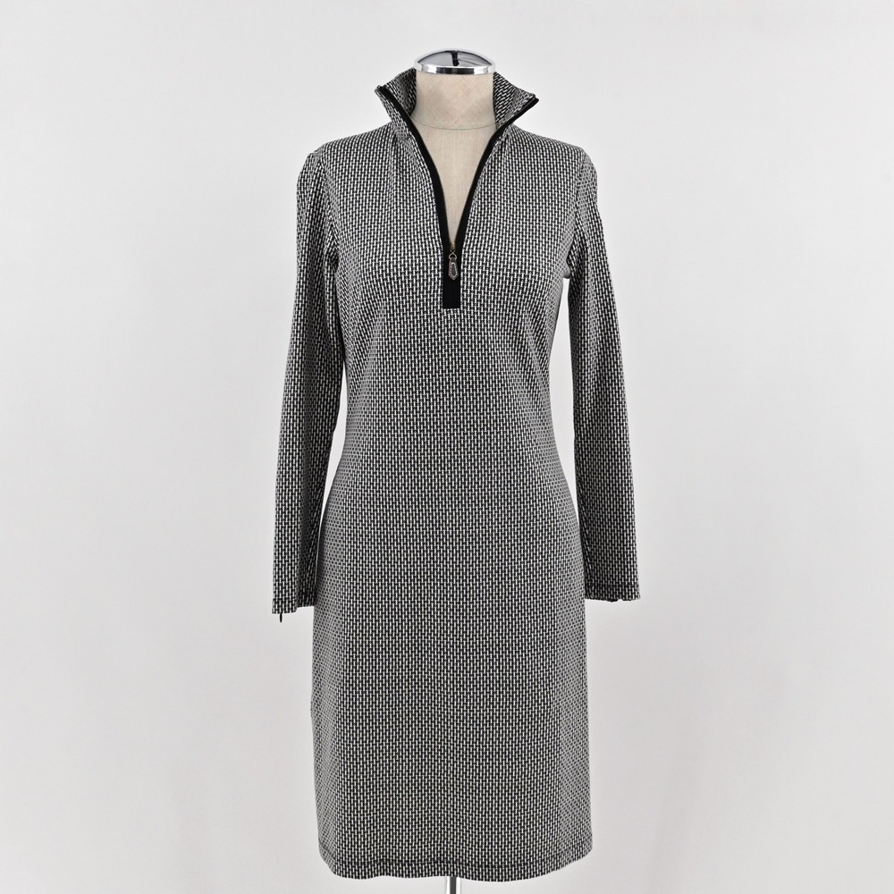 J McLaughlin Bedford Dress Womens Size XS Black Quarter‎ Zip Long Sleeve Knit